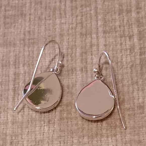 Silver Gold Tone French Wire Tear Drop Earrings - Picture 5 of 7